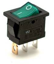 Intrerupator IRS Basculant elSales ELS-12015V Lumina LED Verde 12V Negru 