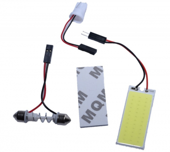 Lampa cu 36 led-uri cob pentru plafoniera auto elSales ELS-SIL36 lumina alb rece compatibil 32-42 mm adaptor Feston si T10