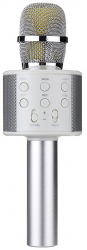 Microfon Karaoke Cu Bluetooth Si Boxa Incorporata Compatibil cu Orice Smartphone Acumulator Integrat Argintiu 
