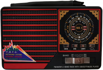 Radio elSales ELS-8021 cu USB cititor card FM AM lanterna LED rosu 