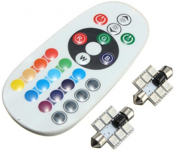 Set 2 LED-uri 5050 RGB 39 mm elSales ELS-LPP39 pentru plafoniera portbagaj numar inmatriculare tehnologie Intense Light telecomanda inclusa 