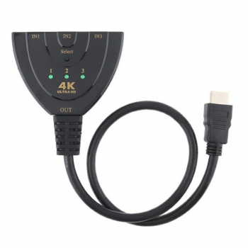 Splitter HDMI cu 3 intrari si o iesire elSales ELS-SH3 rezolutie 4K lungime 30 cm negru 