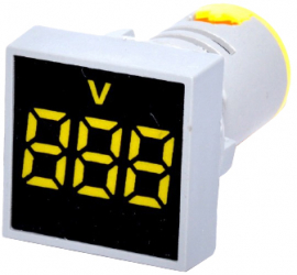 Voltmetru Patrat de Panou elSales ELS-22VMS/G Diametru 22 mm Temperatura de mediu -10C + 50C Iluminare LED Design Compact Galben 