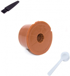 Capsula cafea compatibil Caffitaly New Generation reincarcabila/lavabila plastic culoare maro cu periuta si lingurita 