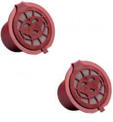 Set 2 Capsule cafea Nespresso New Generation reincarcabila/lavabila capac maro/argintiu Inox/ plastic culoare rosu 