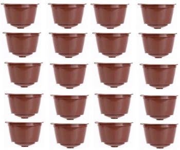 Set 20 capsule reutilizabile cafea compatibile cu Dolce Gusto Plastic/Silicon 52 x 35 mm Maro 