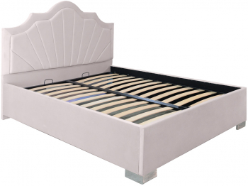 Pat dublu tapitat Colorado cu picioare 160/200 cm culoare crem cu somiera metalica fixa 