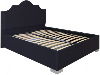 Pat dublu tapitat Colorado cu picioare 160/200 cm culoare negru cu somiera metalica fixa 