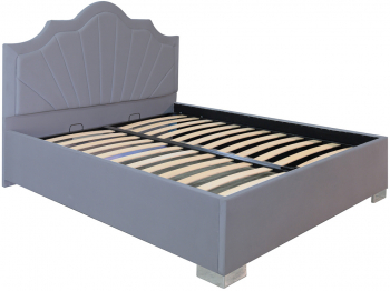 Pat dublu tapitat Colorado cu picioare 180/200 cm culoare gri deschis cu somiera metalica fixa 