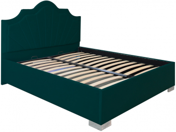 Pat dublu tapitat Colorado cu picioare 180/200 cm culoare verde cu somiera metalica fixa 