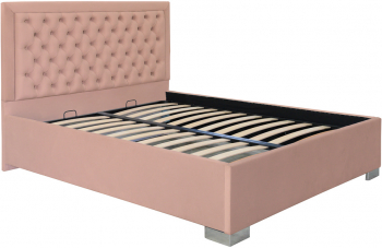 Pat dublu tapitat Louisiana cu picioare 120/200 cm culoare cappuccino cu somiera metalica fixa 