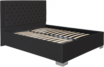 Pat dublu tapitat Louisiana cu picioare 180/200 cm culoare negru cu somiera metalica fixa 