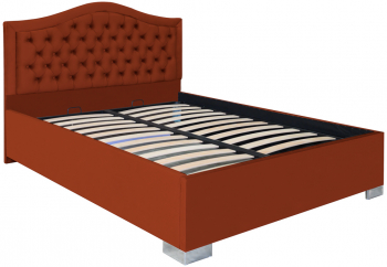 Pat dublu tapitat model Arizona cu picioare 140/200 cm culoare caramiziu cu somiera metalica fixa