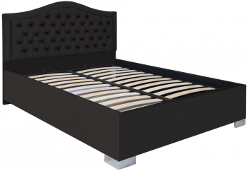 Pat dublu tapitat model Arizona cu picioare 140/200 cm culoare negru cu somiera metalica fixa