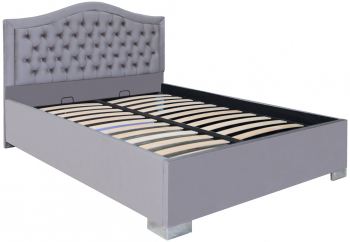 Pat dublu tapitat model Arizona cu picioare 180/200 cm culoare gri deschis cu somiera metalica fixa 