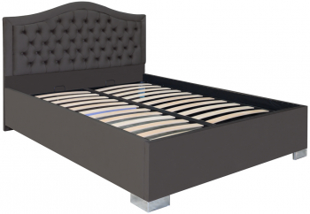 Pat dublu tapitat model Arizona cu picioare 180/200 cm culoare gri inchis cu somiera metalica fixa