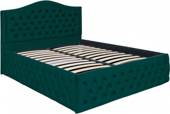 Pat dublu tapitat model Arizona Deluxe 180/200 cm culoare verde cu somiera metalica rabatabila si spatiu de depozitare 