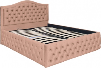 Pat dublu tapitat model Arizona Deluxe 200/200 cm culoare cappuccino cu somiera metalica rabatabila si spatiu de depozitare 