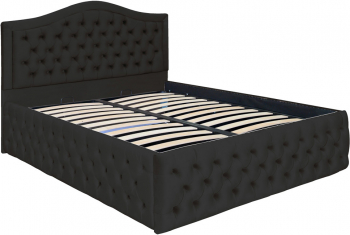 Pat dublu tapitat model Arizona Deluxe 200/200 cm culoare negru cu somiera metalica rabatabila si spatiu de depozitare 