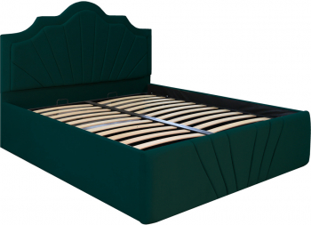 Pat dublu tapitat model Colorado 140/200 cm culoare verde cu somiera metalica rabatabila si spatiu de depozitare 