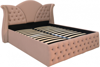 Pat dublu tapitat model Florida 160/200 cm culoare cappuccino cu somiera metalica rabatabila si spatiu de depozitare 
