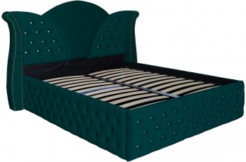 Pat dublu tapitat model Florida Deluxe 160/200 cm culoare verde cu somiera metalica rabatabila si spatiu de depozitare 