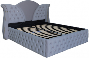 Pat dublu tapitat model Florida Deluxe 180/200 cm culoare gri deschis cu somiera metalica rabatabila si spatiu de depozitare 