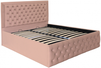 Pat dublu tapitat model Louisiana 120/200 cm culoare cappuccino cu somiera metalica rabatabila si spatiu de depozitare 