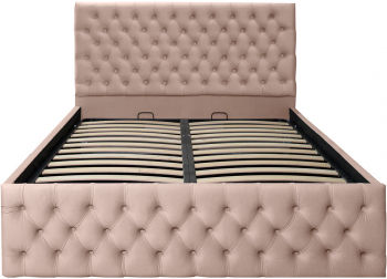 Pat dublu tapitat model Texas 200/200cm culoare cappuccino cu somiera metalica rabatabila si spatiu de depozitare 