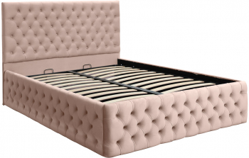 Pat dublu tapitat model Texas Deluxe 120/200 cm culoare cappuccino cu somiera metalica rabatabila si spatiu de depozitare 