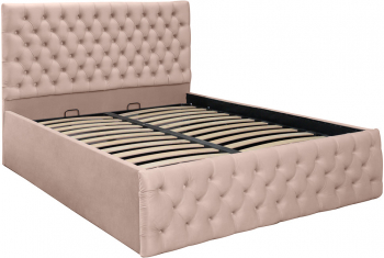Pat dublu tapitat model Texas Deluxe 160/200 cm culoare cappuccino cu somiera metalica rabatabila si spatiu de depozitare 