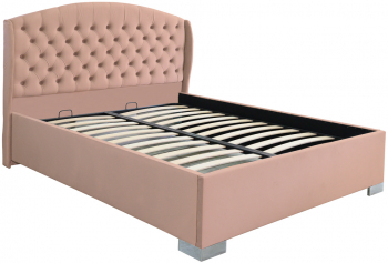 Pat dublu tapitat model Vancouver cu picioare 120/200 cm culoare cappuccino cu somiera metalica fixa 