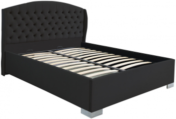 Pat dublu tapitat model Vancouver cu picioare 140/200 cm culoare negru cu somiera metalica fixa 