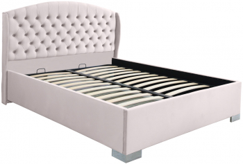 Pat dublu tapitat model Vancouver cu picioare 160/200 cm culoare crem cu somiera metalica fixa 