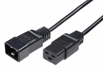 Cablu de alimentare C19 - C20 16A 2m negru H05VV-F3x1.5mm2 CU mama-tata 