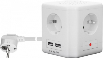 Docking station PowerCube Pentru PDU desktop 1 5m tip EU 2xUSB 2.1A Alb 