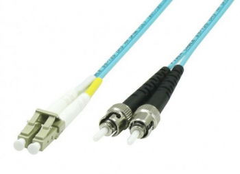 LC/UPC-ST/UPC 3m OM3 MM Duplex LSZH OD 2mm 0 3dB Aqua 