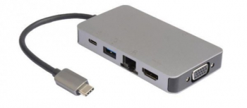 Mini dock USB-C USB-C la 2 x USB3.0 A /RJ45/HDMI/VGA/Adaptor de incarcare pentru date sau PD tip C 