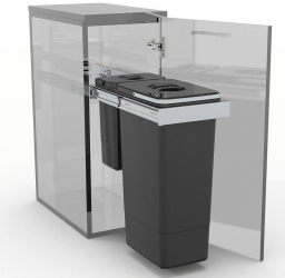 Cos de gunoi incorporabil Smart Inox cu un compartiment de 26 litri si un compartiment de 7 litri 
