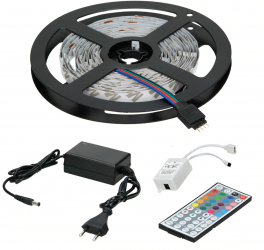 Banda LED RGB elSales ELS-BL44 cu controler si alimentator inclus lungime 5 metri 