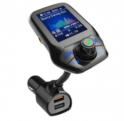 Modulator Auto Transmitator FM Techstar® T43 Bluetooth 4.0 AUX USB QC3.0 Display Color 1.8 inch MP3 Player Androi 