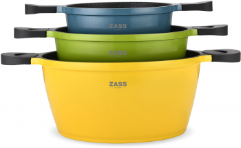 Set 3 oale antiaderente din aluminiu turnat sub presiune Zass Gourmet ZG-ACS 02 Multicolor 
