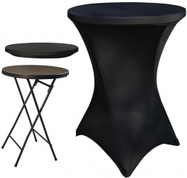 Set masa plianta rotunda inalta catering CULINARO D80xH110cm husa elastica neagra capac elastic negru 