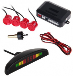 Set Senzori parcare auto detector parktronic display radar monitor 4 senzori ROSU 