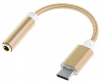 Adaptor audio de inalta calitate Type-C cu mufa Jack 3.5mm 10 cm Auriu 