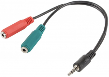 Adaptor audio stereo Jack 3.5 mm 3 pini tata la 2 x Jack 3.5 mm 3 pini mama 10 cm Multicolor 