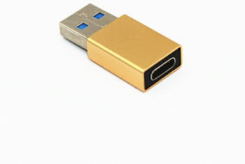 Adaptor Auriu USB-C la USB-A pentru transfer rapid de date cu conector mama la tata 