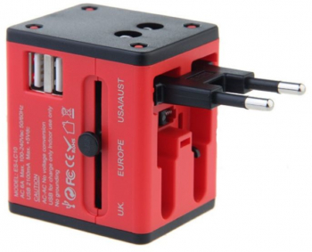 Adaptor Rosu Universal cu Dual USB 