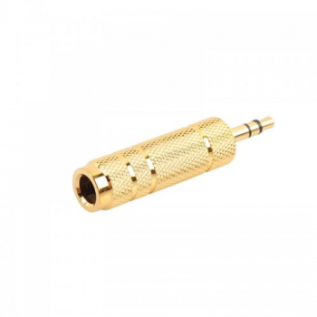 Adaptorul pentru casti microfon si chitara electrica - mufa Jack 3.5 mm la mufa Jack 6.5 mm Auriu 