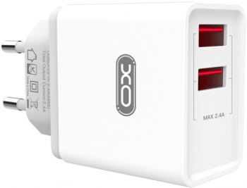 Adaptorul XO-L31 Dual-USB pentru priza incarcare rapida compatibilitate universala 100-240 V si aspect alb impecabil 